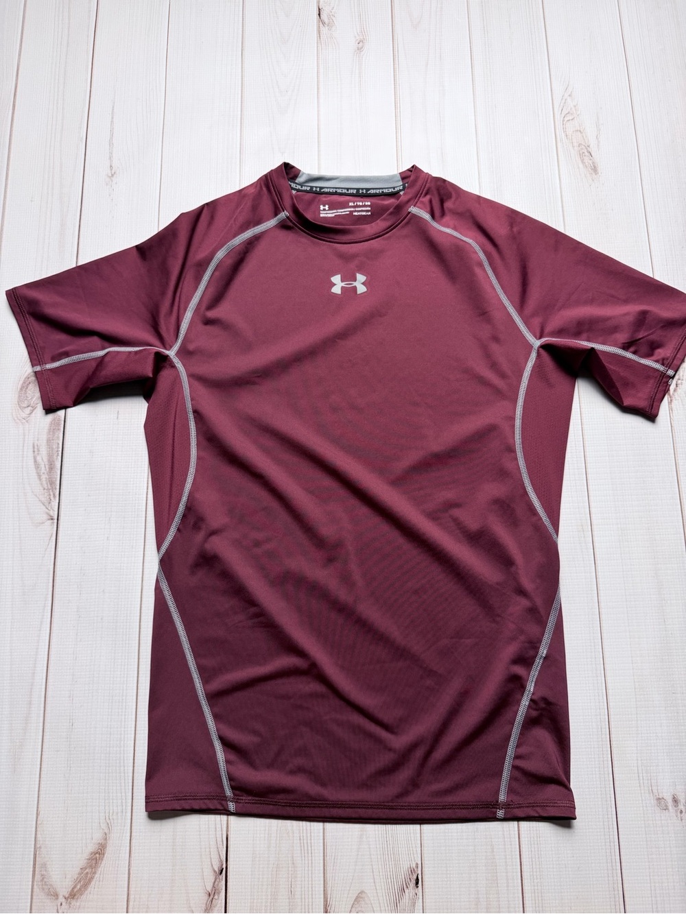 Under Armour Men’s Maroon Short-Sleeve Swim Rash Guard